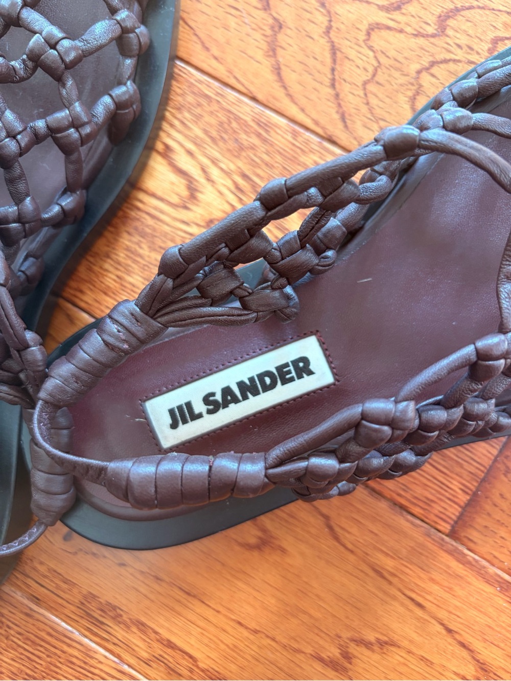 Jil Sander Dark Brown Braided Slide Sandals - Picture 5 of 8